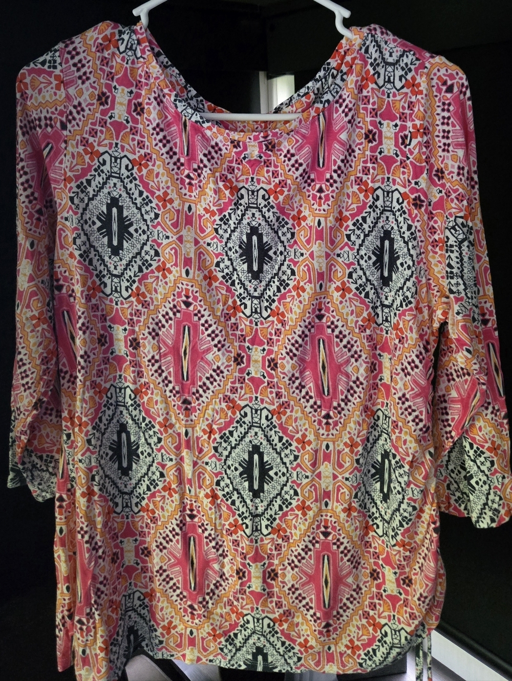 Ruby Rd. Pink & Orange Geometric Scoop Neck Tunic